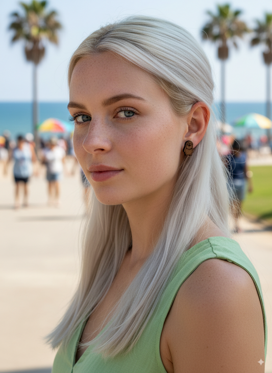 Orecchino Cute Wooden Penguin